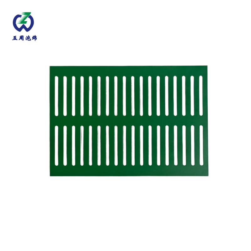 綠色長(zhǎng)條鏤空珍珠棉托盤：電子薄件的高效防疊防護(hù)方案